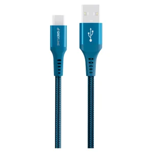 GreyLime Braided USB-A til USB-C Kabel Blå, 3 m